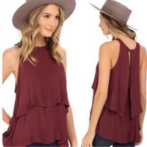 FREE PEOPLE Burgundy Layers in Love Tunic Tank Top